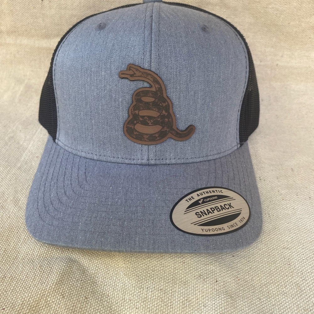 Don’t Tread On Me- Gray and Black Snapback Cap with Snake Design